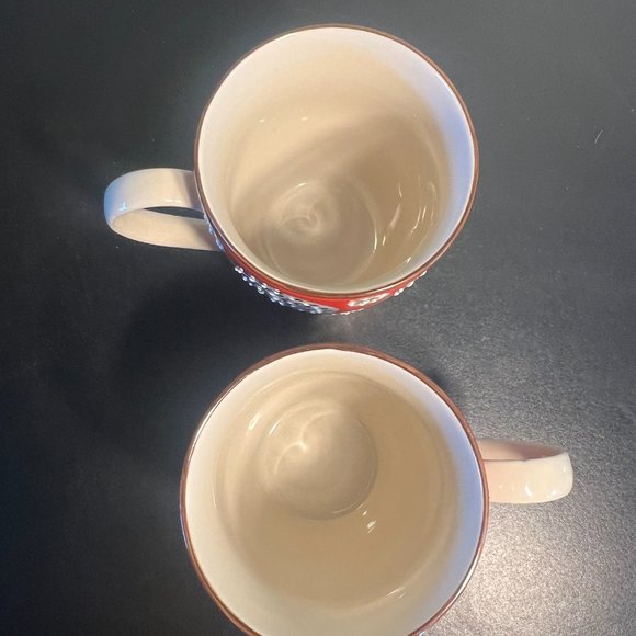 Pair of CHEHOMA Bohemian Ceramic Mugs w/ Embossed Raised Dot Designs - Picture 6 of 9